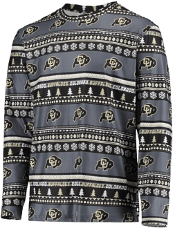 Concepts Sport Men's Black Colorado Buffaloes Ugly Sweater Long Sleeve T-shirt And Pants Sleep Set