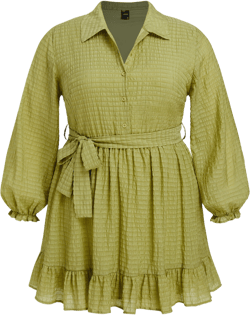 Collar Bowknot Ruffle Hem Mini Dress Curve & Plus
