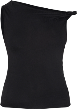 Black Soft Cotton Twist Detail Long Vest Top