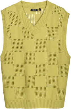 open-knit V-neck vest