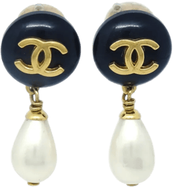 1996 CC faux-pearl drop earrings