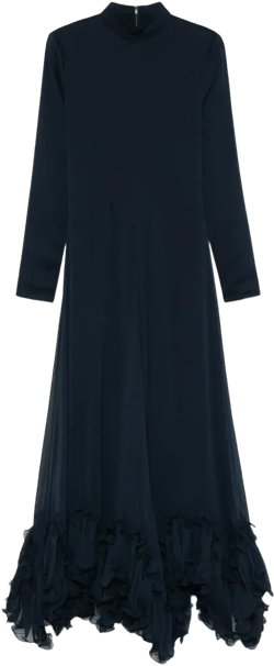 ruffled chiffon maxi dress