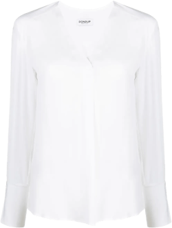 logo-plaque V-neck blouse
