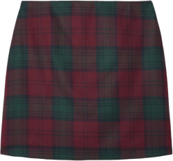 Coci velvet-trimmed checked wool mini skirt