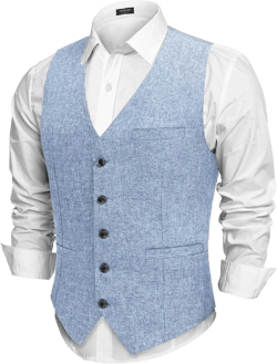 COOFANDY Men Casual Suit Vest Formal Dress Vest Slim Fit Waistcoat Business Wedding Large Sky Blue
