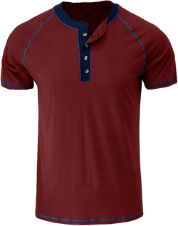 Mens Henley Shirts Long Sleeve Casual Button T-Shirts Cotton Basic Tee Shirts Slim Fit Raglan Sleeve Vintage T Shirts Medium Short Wine Red