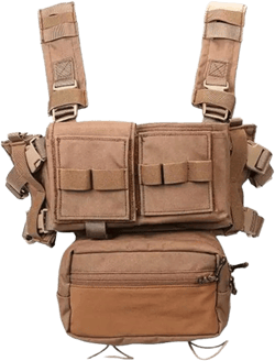 Airsoft Molle Chest Rig with YKK Zipper Mag Pouches Modular Micro Tactical 500D Nylon Vest for Hunting Training Cosplay Coyote Brown