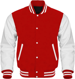 Varsity Letterman Baseball Bomber Jackets Genuine Leather Sleeves & Multi Wool Color Options Large Red White