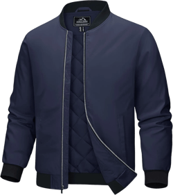 MAGCOMSEN Bomber Jackets for Men Winter Casual Quilted Jacket Warm Windproof Padded Jackets Zip Up Coats XX-Large Navy