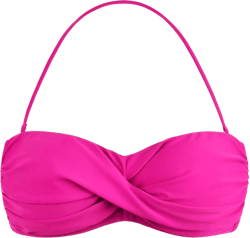 Hilor Women's Strapless Bandeau Bikini Top Halter Swimsuits Twist Push Up Bathing Suits Swim Tops 8 Hot Pink