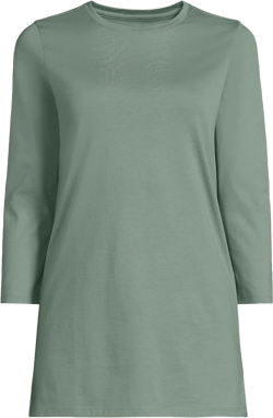 Lands' End Women's 3/4 Sleeve Supima Cotton Crewneck Tunic X-Small Lily Pad Green