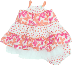 Pre-Owned Little Me Girls Pink | Orange Dress size: 18 Months (Good)
