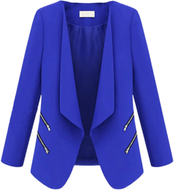 Andongnywell Women's Casual Work Office Solid Color Open Front Cardigan Blazer Jacket Overcoats Outwear 4 Blue