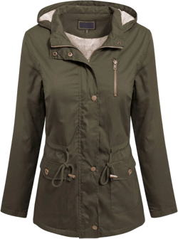 MixMatchy Women's Faux Fur Waist Drawstring Lightly Padded Utility Fashion Jacket Parka Small F Olive