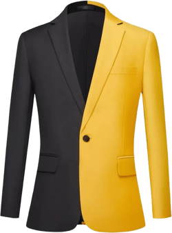 Men's White and Black Color Blazer Business Slim Suit Jacket Banquet Wedding Party Club Dress XX-Large Yellow