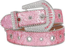 VONMELLI Rhinestone Western Belt for Men Women Cowgirl Cowboy Leather Bling Belt for Jeans Pants