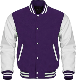 Mount Helicon Varsity Letterman Baseball Bomber Jackets Genuine Leather Sleeves & Multi Wool Color Options XX-Large Purplewhite