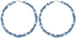 Denim Hoop Earrings for Women Big Boho Round Circle Hoop Earrings Navy Blue Statement Circle Earrings 925 Sterling Silver Post Hollow Circle Earrings Vintage Jewelry Gifts