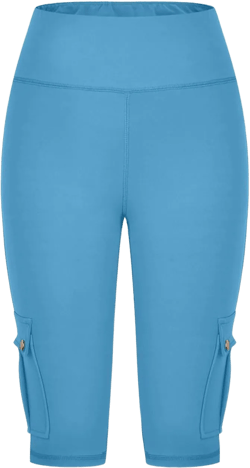 Womens Stretchy High Waisted Shorts 2025 Summer Workout Yoga Half Pants with Multi Cargo Pockets Butt Lifting Leggings Small Blue
