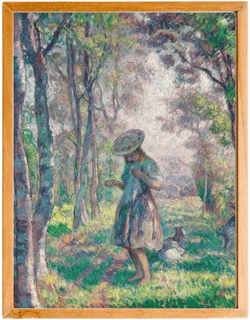 A Little Girl in the Forest Oil Painting Art Print
