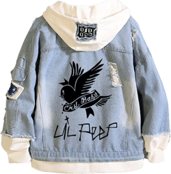 KPOP Rapper Denim Jacket Jeans Love Printed Fashion Sport Hip Hop Hoodie C2 Large