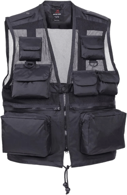 Rothco Tactical Recon Vest - EDC Cargo Utility Storage Outerwear for Outdoor and Hiking Medium Black