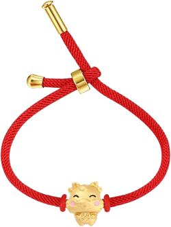 2024 Year of Dragon Bracelet Chinese Zodiac Birth Year Lucky Red String Charm Bracelet For Women, Length Adjustable Golden Dragon