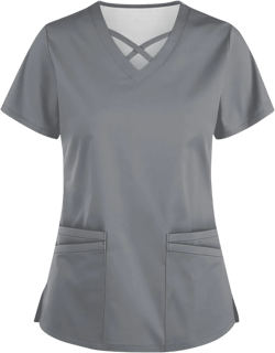 HXHYQKP Valentine Day Scrubs for Women Trendy Plus Size Love Print Scrubs Work Uniforms Heart Scrub Top 21-gray Medium
