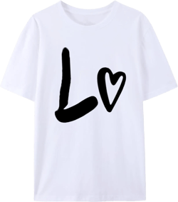 Matching Short Sleeve Shirts for Couples LO VE Letter Print Tops Blouse Matching Couple Valentine's Day T-Shirt Men 4X-Large White