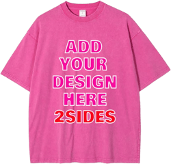 Custom T-Shirt for Men and Women Oversized Design Your own Shirt Add Text Logo Image Cotton Tee Front/Back Adult Medium Pink