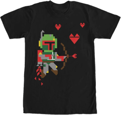 Men's Star Wars Valentine's Day Boba Fett Cupid  Graphic Tee Black 2X Large