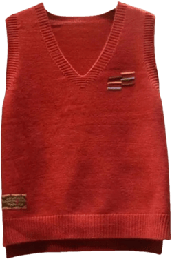 Women Embroidery V-Neck Pullover Tank Sweater Gothic Clothes Vest Knitted Top Streetwear Blouses Medium Red