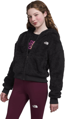 The North Face Girls' Oso Fleece Full-Zip Hooded Jacket, TNF Black 3, X-Small
