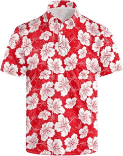 Mens Golf Shirt Short Sleeve Casual and Comfortable Performance Clothes for Everyday Wear XX-Large Hawaiian Hibiscus Flower