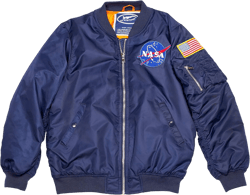 NASA Lightweight Flight Bomber Jacket With Two Patches 3X-Large Navy