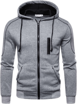 Kinkia Men's Zipper Hooded Sweatshirt Solid Slim Long Sleeve Drawstring Hoodies Jacket