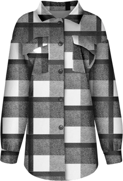 Shacket Jacket Women Casual Flannel Plaid Long Sleeve Lapel Button Down Shirts Fall Wool Blend Coat with Pockets A#03 Gray X-Large