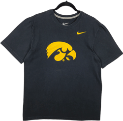 Nike Iowa Athletics Black Regular Fit Cotton Tee Shirt Size L