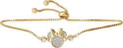 Disney Women’s Minnie Mouse Bracelets – 18k Gold Flash-Plated and Sterling Silver Crystals and Glitter