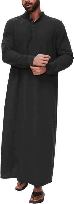Men's Saudi Arabic Thobe Kimono Loose Abaya Dresses Ramadan Muslim Dress Big and Tall Dubai Thobe Muslim Clothes Small Black