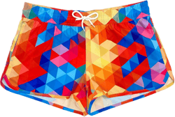 Womens Swim Shorts Quick Dry Swim Trunks with Pockets Swimwear X-Large Geometric Rainbow