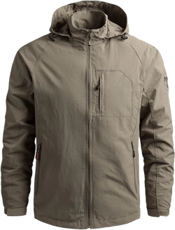 Mens Rain Jacket Zip Jacket With Hood Lightweight Windbreaker Waterproof Raincoat Outdoor Sportswear,M-5XL 3-khaki XX-Large