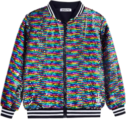 ZYBOUTIC Boys Flip Sequin Jackets Striped Collar Bomber Varsity for Kids Glitter Birthday Coat Shiny Boy Clothes: Clothing, Shoes & Jewelry