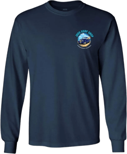 Joe's Surf Shop Mens Surf Truck Logo Long Sleeve Cotton Tee. Reg, Big and Tall Large Navy / Joe's Surf Truck Logo