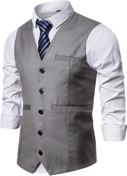 DONGD Mens Formal Suit Vest Business Dress Vest for Suit or Tuxedo XX-Large Light Grey