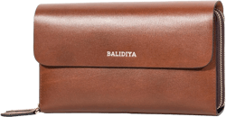Leather Men Clutch Bag Large Wallet Purse Card Holder Case Business with Double Zip Handbag Brown