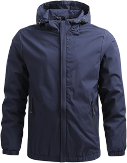 Mens Windproof Jacket Tactical Waterproof Lightweight Mountain Sport Jacket Hooded Windbreaker Raincoat with Pockets Medium A-dark Blue