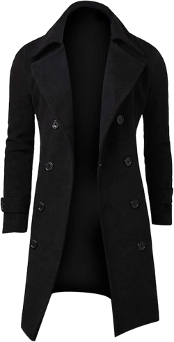 NATHGAM Men's Wool Blend Long Trench Coats Casual Slim Notch Lapel Open Front Cardigan Jackets Big and Tall Business Pea Coat