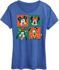 Women's Disney Mickey And Friends Christmas Short Sleeve Graphic T-Shirt - Heather Royal Blue - Medium