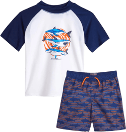 Eddie Bauer Toddler Boys' Rash Guard Set - 2 Piece UPF 50+ Quick Dry Swim Shirt and Trunks - Baby Boy Swimsuit (Sizes: 2T-4T) 3T Navy